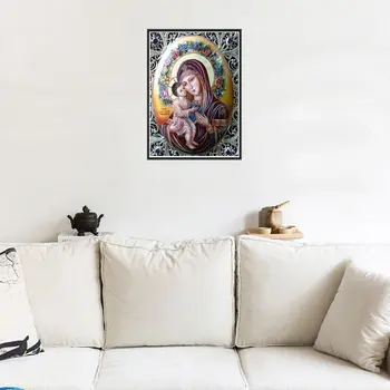 CAMMITEVER Ikonas Virgin Jēzus 3d diy Dimanta Izšuvumi Reliģiju Mozaīka Glezna Krustdūrienā Komplekti Beadwork Adatu Jaunā Gada Dāvanu