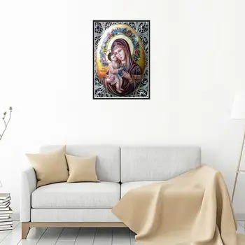 CAMMITEVER Ikonas Virgin Jēzus 3d diy Dimanta Izšuvumi Reliģiju Mozaīka Glezna Krustdūrienā Komplekti Beadwork Adatu Jaunā Gada Dāvanu