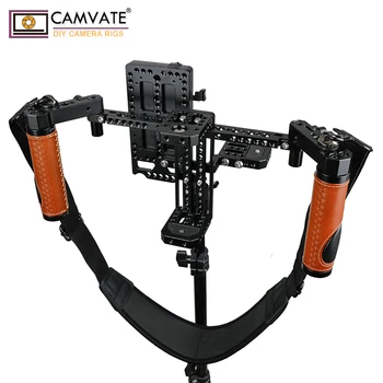 CAMVATE Režisora Monitora Būris Platformu Ar Ādas Rokturi & V-lock Montāžas Plate 5