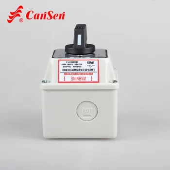 CANSEN LW26-20 20A Rotācijas Cam Slēdzis pārslēdzis 3 pozīciju 1-0-2 3 Stabi ar IP65 waterproof kaste