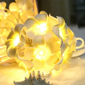 CARPRIE Festivāls Apgaismojums Vintage Frangipani Ziedu 3m 20 LED Pasaku Gaismas Stīgu Akumulatora Mājas Puse, Kāzu Silti Balta Gaismas #45
