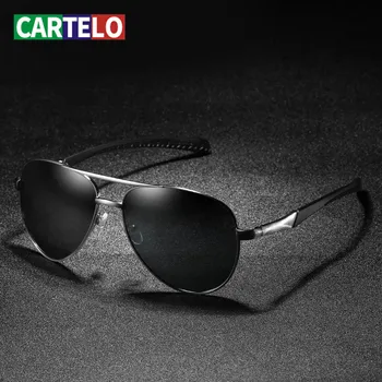 CARTELO Dizaina Izmēģinājuma Vīriešu Saules Brilles Braukšanas Metail Rāmis Kvalitātes Lielgabarīta Pavasara Kāju Sakausējuma Vīriešiem Polarizētās Saulesbrilles Zīmols