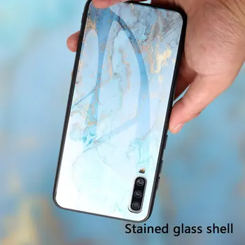 Case For Samsung Galaxy A70 Spogulis Rūdīts Stikls Aizmugurējais Vāciņš Samsung A70 SM-A705FN A705FN A705 Marmora Aizsardzību Gadījumos, 6.7