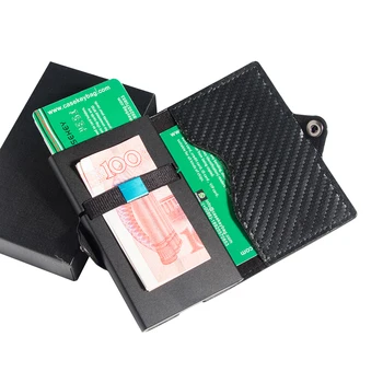 Casekey Oglekļa Šķiedras Leatherest kredīta metāla slim banka id kartes turētājs, seifs rāvējslēdzēju cilvēks monētas maku RFID pretbloķēšanas pop up lietā