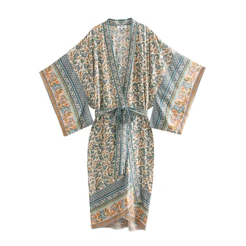 Cassis Ziedu Drukāt Kimono 2020. Gada Vasaras, Pavasara Izlīdzināšanu Piedurknēm Zaudēt Pludmales Apģērbu Hipiju Vintage Jaka Pludmales Krekli, Blūzes