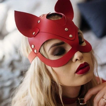 Catwoman pusmasku Cosplay Seksīgu Tērpu Aksesuārus Lateksa Pieaugušo PU Maska Pieaugušo Spēlēt Kaķis Kostīms, Maskarāde, Maska