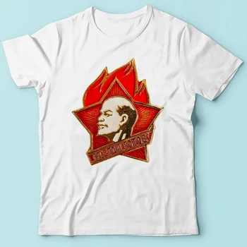 CCCP Padomju Savienības Ļeņina Jaunajiem Pionieriem žetons t krekls homme vasaras jaunā baltā ikdienas īsās piedurknes PSRS t krekls vīriešiem