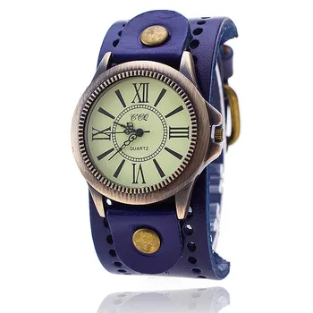 CCQ Zīmols Vintage Ādas Aproce Skatīties Antīkas Bronzas Skalu Sieviešu Rokas pulksteni Kvarca Skatīties Relojes Mujer Piliens Kuģniecības 1391
