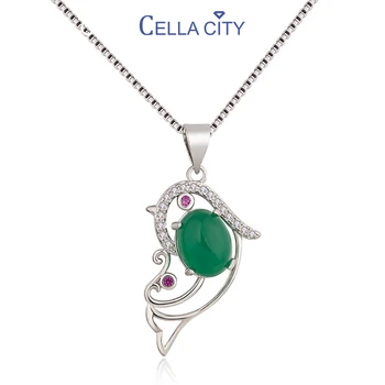 Cellacity Classic Izveidota Emerald Kuloni Kaklarota Sievietēm Cute Dzīvnieku Formas Zircon Sieviešu Smalkas Rotaslietas Kāzu Dāvanu
