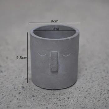Cementa puķu pods pelējuma vienkārši abstrakts sejas dizaina augu puķu pods cementa silikona veidnē pildspalvu konteineru pelējuma mājas iekārtojuma pelējuma