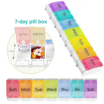 Ceļojumu 7 Dienu Pill Box Gadījumā ar Unikālu Pavasara Palīdz Atvērtā Dizaina un Lieliem Nodalījumiem Nedēļas Tableti Lietā #EO