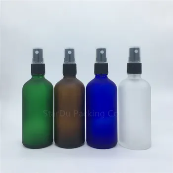 Ceļojumu pudele 100 ml dzintara krāsas zila zaļa caurspīdīga matēta stikla pudelē ar smidzinātāju, 100cc smaržu pudeles, Aerosola Pudelītes