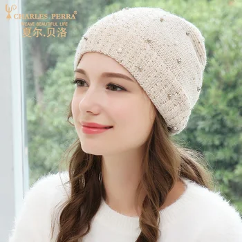 Charles Perra Sieviešu Cepures Jaunu 2020. Gadam Rudenī, Ziemā Silts Beanies Sieviešu Modes Rhinestone Vilnas Maisījums Adītas Cepures 6226