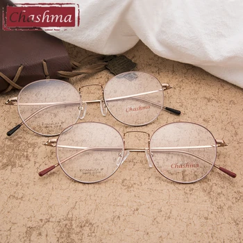 Chashma Tīra Titāna Rāmi Lentes Opticos Augstākās Kvalitātes Kārta Retro Titāna Rāmji Super Gaismas 14 Grami Brilles Sievietēm