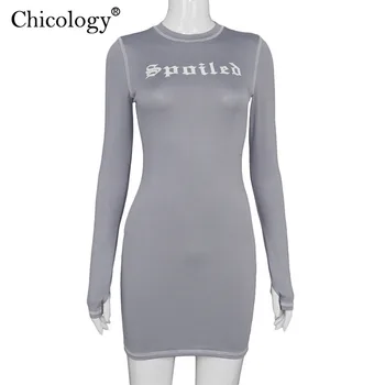 Chicology 2020. Gadam Garām Piedurknēm Bodycon Mini Kleita Sievietēm Sexy Puse Kluba Tērpiem, Ziemā, Rudenī Ikdienas Apģērbs Sieviešu Modes Streetwear