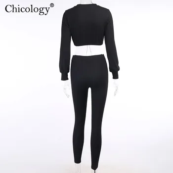 Chicology 2020. Gadam Sweatsuit Garām Piedurknēm Kultūraugu Top Bikses Divi 2 Gabals Atbilstošo Kopas Sieviešu Modes Tērpiem Ziemas Kritums Apģērbu Tracksuit