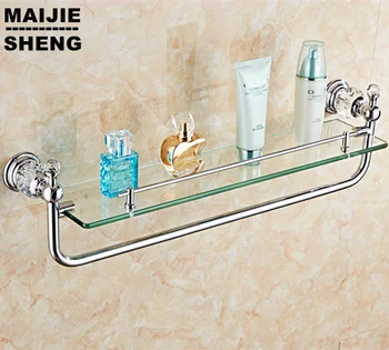 Chrome kristāla Vannas istaba vienā slānī duša, stikla plaukts vannas dušas plaukts stūra plaukts vannas istaba preču plaukta turētājs