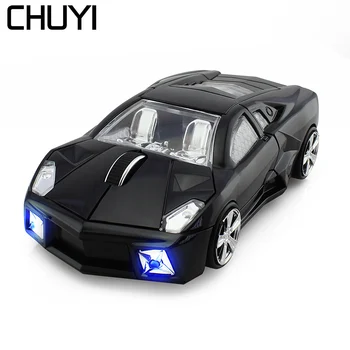 CHUYI Sporta Auto Formas Pele 2.4 G Bezvadu Optiskās Ar LED Flashing Light For PC Klēpjdators