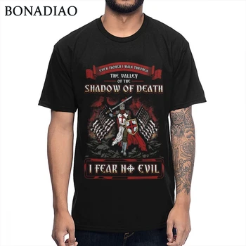 Cilvēks Nāves Ēnā Bailes Ļaunu Crusader Kara Knight Templar T Krekls Retro Apaļu Kakla Plus Lieluma Homme T-krekls