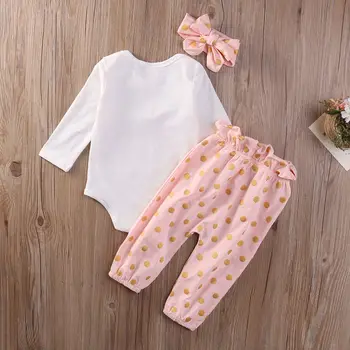 Citgeett baby girl apģērbu Trušu iespiesti garām piedurknēm Romper+bikses+galvas zīdaiņu apģērbs set 3pcs jaundzimušā apģērbu komplekti