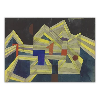 Citon Paul Klee《Arhitektūra,Pārredzamu-Strukturālo》Audekls Mākslas, Eļļas Glezna Mākslas Plakātu Grafiskās Sienas Dekori Mājas Apdare