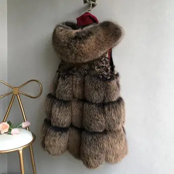 Clobee Sievietēm, Mākslīgās Kažokādas Mēteļi 2018 Elegants Sieviešu Ziemas apģērbi Luksusa Imitācija Fox Kažokādas Sabiezēt Coat Vidēja ilgi Kapuci Veste FD85