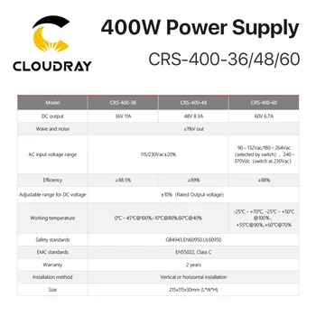 Cloudray 40W DRS-400-36/48/60 ir pārslēdzama Strāvas Padeve 11A 8.3 6.A Produkcija Industrial Machine CO2 Lāzera Gravēšanas Mašīnas