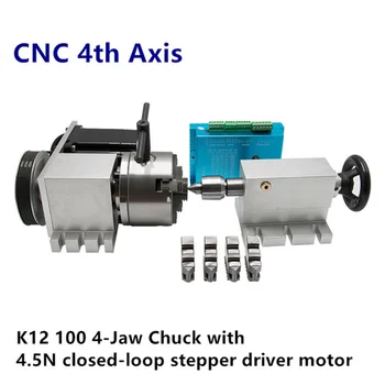 CNC 4. asij aixs rotācijas ass komplekts：Nema 34 4.5 N mehānisko 4:1 K12-100mm 4 Žokļa/K11-100mm 3 Žokļa Čaks 100mm+Mt2 tailstock par maršrutētāju