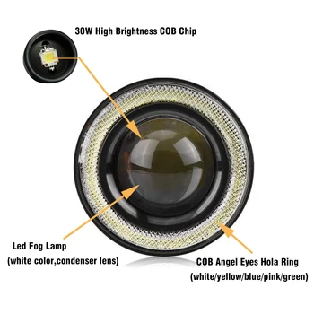 COB LED Auto Miglas lukturi Angel Eyes 12V 10W Universālo Dienas Gaismas lukturi 64mm 76 89mm Izcelt Auto Pagrieziena Lukturi