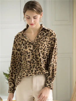 Colorfaith Jaunām Sievietēm, Blūzes, Krekli 2019 Pavasara Vasaras Leopard Fashion Elegants Ikdienas Biroja Dāmas Šifona Topi Krekls BL1018