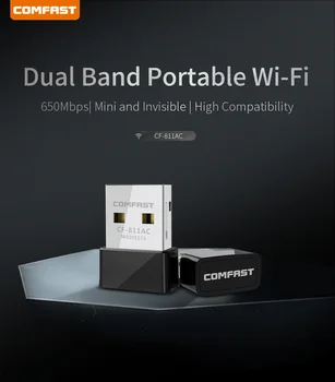Comfast KF-811AC 650Mbps Bezvadu USB Wifi Adapteris Receiver 2.4+5 Ghz USB Wifi 802.11 n/g/b/ac Tīkla Karti DATORĀ, Wi-fi Dongle