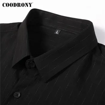 COODRONY Firmas Pavasara Rudens Jaunas Ielidošanas Modes Svītrainām Slim Sociālo Kleita Biznesa Ikdienas Krekls ar garām Piedurknēm Vīriešu Apģērbu C6122