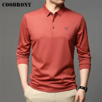COODRONY Firmas Pavasara Rudens Jaunas Ielidošanas Augstas Kvalitātes Biznesa Gadījuma Anti-Pilling garām Piedurknēm Polo-Krekls Vīriešu Apģērbu top C5056