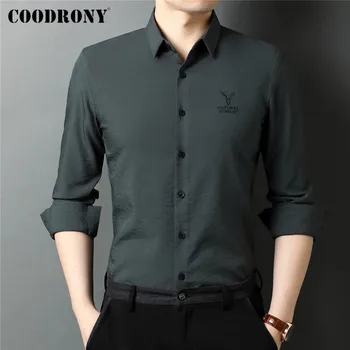 COODRONY Firmas Pavasara Rudens Jaunas Ielidošanas Kvalitatīvu Sociālo Kleita Business Casual Slim Fit Krekls ar garām Piedurknēm Vīriešu Apģērbu C6120