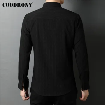 COODRONY Firmas Pavasara Rudens Jaunas Ielidošanas Modes Svītrainām Slim Sociālo Kleita Biznesa Ikdienas Krekls ar garām Piedurknēm Vīriešu Apģērbu C6122