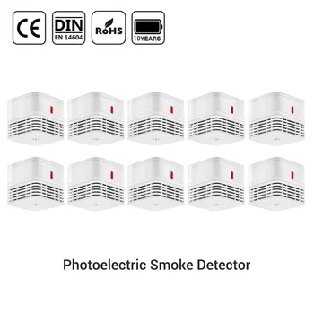 CPVan dūmu detektors CE EN14604 sensors detektoru rookmelder 10 jaar ugunsgrēka detektors 85dB skaļš trauksmes signāls dūmu fotoelektrisks sensors