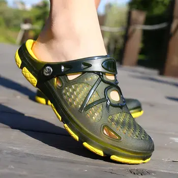 Cresfimix sandalias vīriešu modes plus lieluma zaļā paslīdēt uz augstas kvalitātes čības vīriešiem gadījuma dobi no melnas vasaras sandales b6315