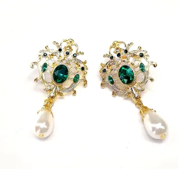 CSxjd Jaunu Vintage izsmalcinātu auskarus zaļās Sveķu juvelierizstrādājumu Imitācijas pērles pušķis auskari sievietēm dāvanu
