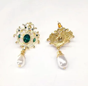 CSxjd Jaunu Vintage izsmalcinātu auskarus zaļās Sveķu juvelierizstrādājumu Imitācijas pērles pušķis auskari sievietēm dāvanu