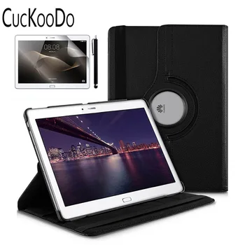 CucKooDo 360 Rotējošo Magnētu Locīšanas Folio Smart Cover PU Ādas Gadījumā Huawei MediaPad 10 M2 Tablete +Stylus +Ekrāna Filmu
