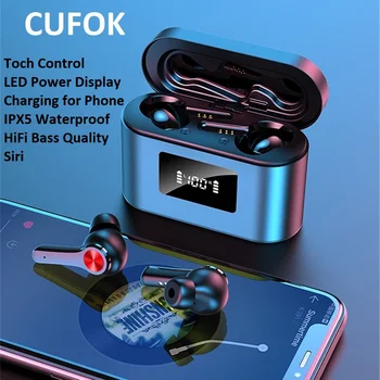 CUFOK TWS Bluetooth Earbuds Taisnība Bezvadu Austiņas HiFi Bass Stereo Sporta Austiņas Spēļu Austiņas Ar Mikrofonu Charing Gadījumā