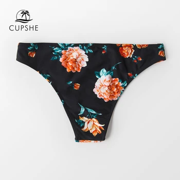 CUPSHE Black Ziedu Zemu Starām. Bikini Bottom Sievietes Sexy Vienas Apakšbikses, Biksītes Ir 2021. Atsevišķu Peldvietu Apakšā Peldkostīmi