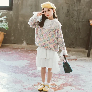Cute Baby Meiteņu Komplekti Rudens Jaunas Zaudēt Colorfol Džemperis + Tutu Svārki 2gab Bērnu Apģērbu Modes Dzimšanas dienu, Bērnu, Meiteņu Kleitas