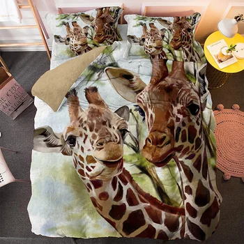 Cute Dzīvnieki, Tīģeri, Pūci Žirafe Sega sedz Gultas Komplekts Bērniem, Pieaugušajiem Bedcloth 2/3pcs Karaliene, Karalis Double Size Gultas Komplekti