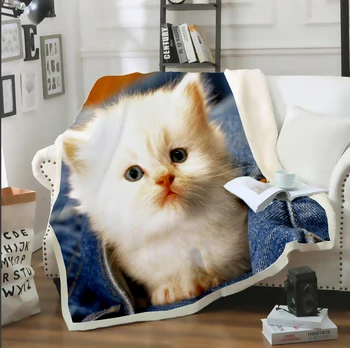 Cute Kaķi, Mest Segu Projektēšanas 3D Drukas Plīša Sherpa Segu, Dīvānu, Krēslu Atpūtas Pārklājs Mājas Iekštelpu Dekori Piegādes Piliens Kuģis