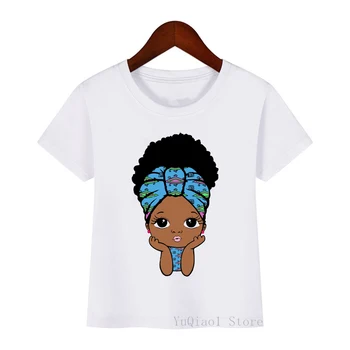 Cute melnā Āfrikas Amerikāņu bērniem drukāt, bērnu t-krekli smieklīgi meitenes princese maz melanīna karaliene t krekls drēbes jauki augšu