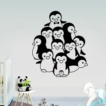 Cute Pingvīni Bērnudārza Sienas Decal Kids Istabas Dekors Art Vinila Sienas Uzlīmes Pingvīni Bērnu Guļamistaba Dekorēšana Tapetes Z442