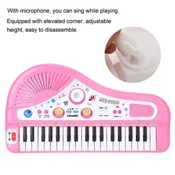 Cute Rozā 37-taustiņš tastatūra Mikrofons Mūzikas Ciparu Elektronisko iekasējams Bērnu klavieres Mūzikas Mācību Izglītības Bērniem Rotaļlietas