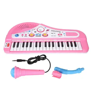 Cute Rozā 37-taustiņš tastatūra Mikrofons Mūzikas Ciparu Elektronisko iekasējams Bērnu klavieres Mūzikas Mācību Izglītības Bērniem Rotaļlietas