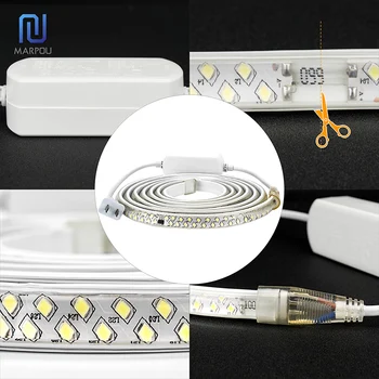 Cuttable LED Lampas, Sloksnes, Nav Mirgošanas Augstu Spilgtumu AC 220V 1-20M Ūdensizturīgs IP67 SMD2835 188LEDs/m Elastīgs LED Sloksnes Gaismas